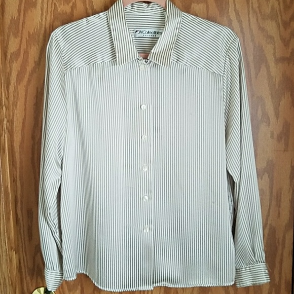 Vintage 80s 90s silky striped button down - Picture 2 of 5